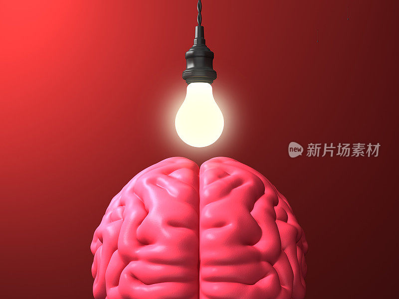人脑与灯泡- 3D渲染
